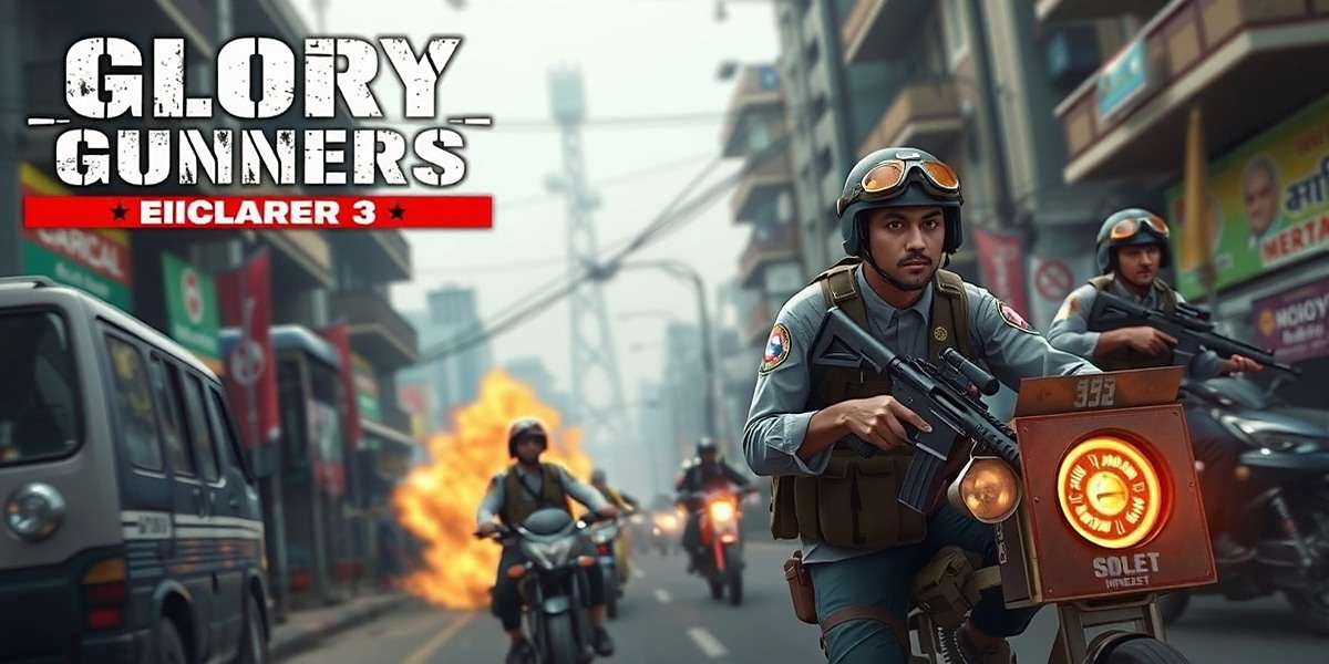 Glory Gunners Official Cover Glory Gunners game cover showing Indian special forces in action during a mission in Mumbai streets